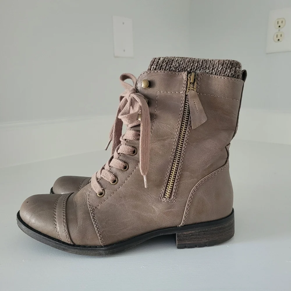 Brown/Gray Boots with Knit Cuff by Limelight Taya - Picture 7 of 7